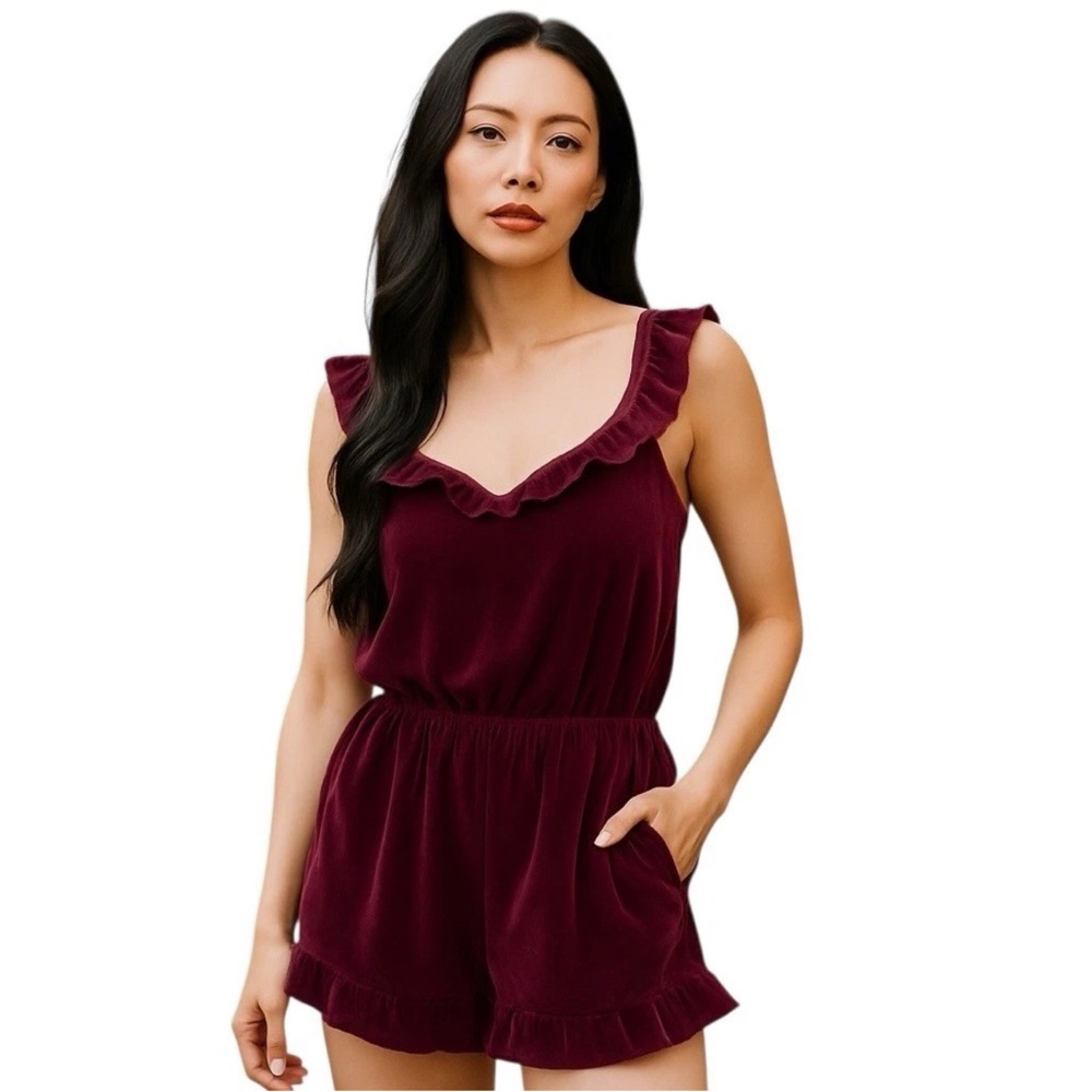 Victoria Secret Purple Velvet Romper Size Small